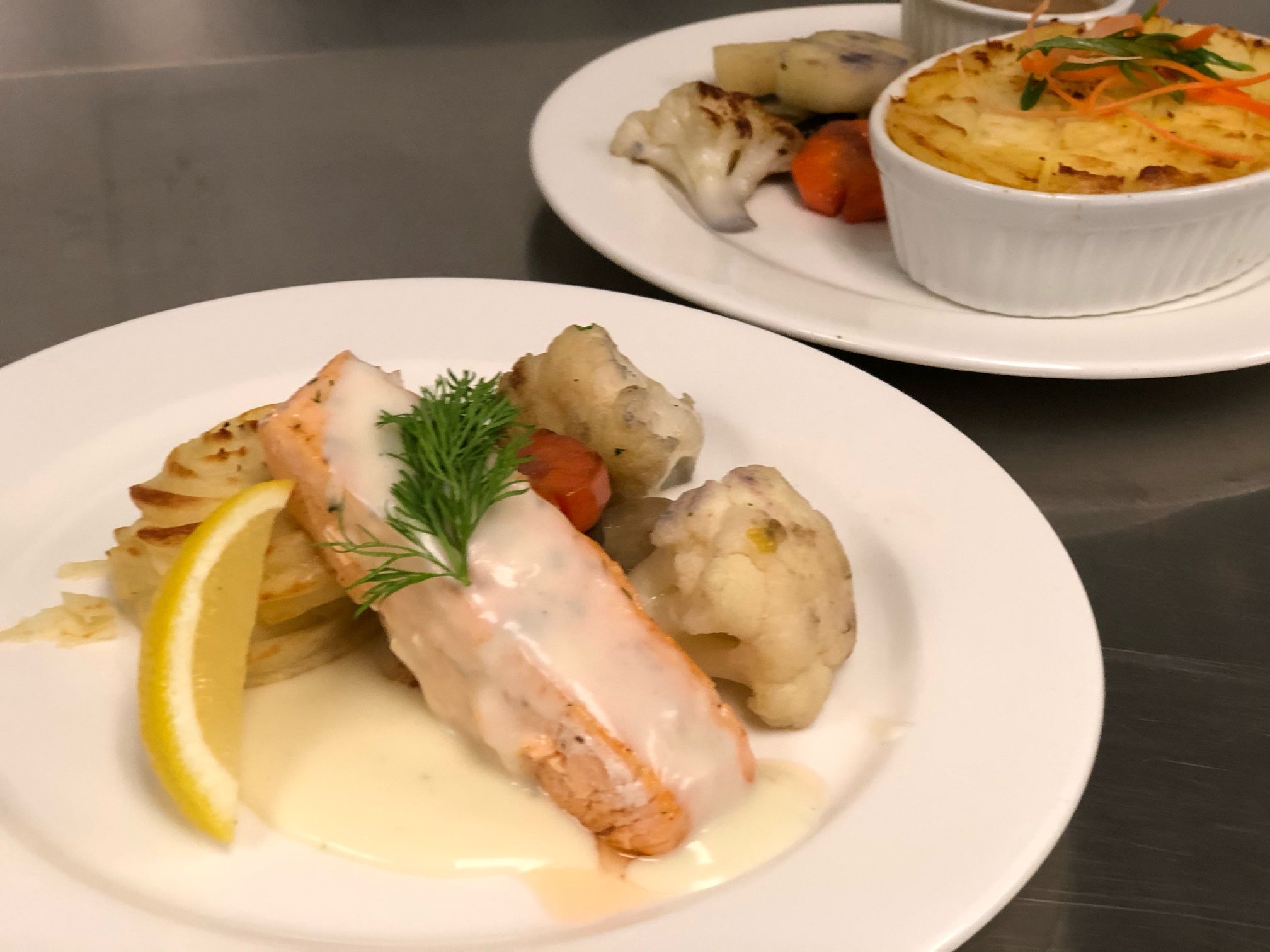 Salmon with Béarnaise Sauce on a plate