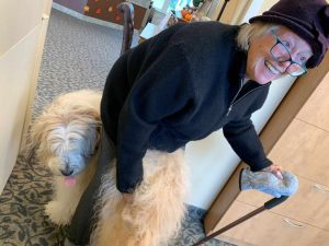 Stella with resident